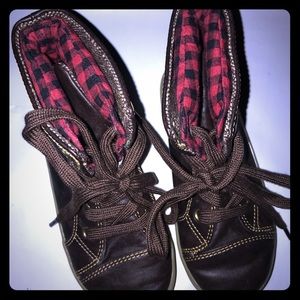 Gap hi top toddler boy boots plaid inner
